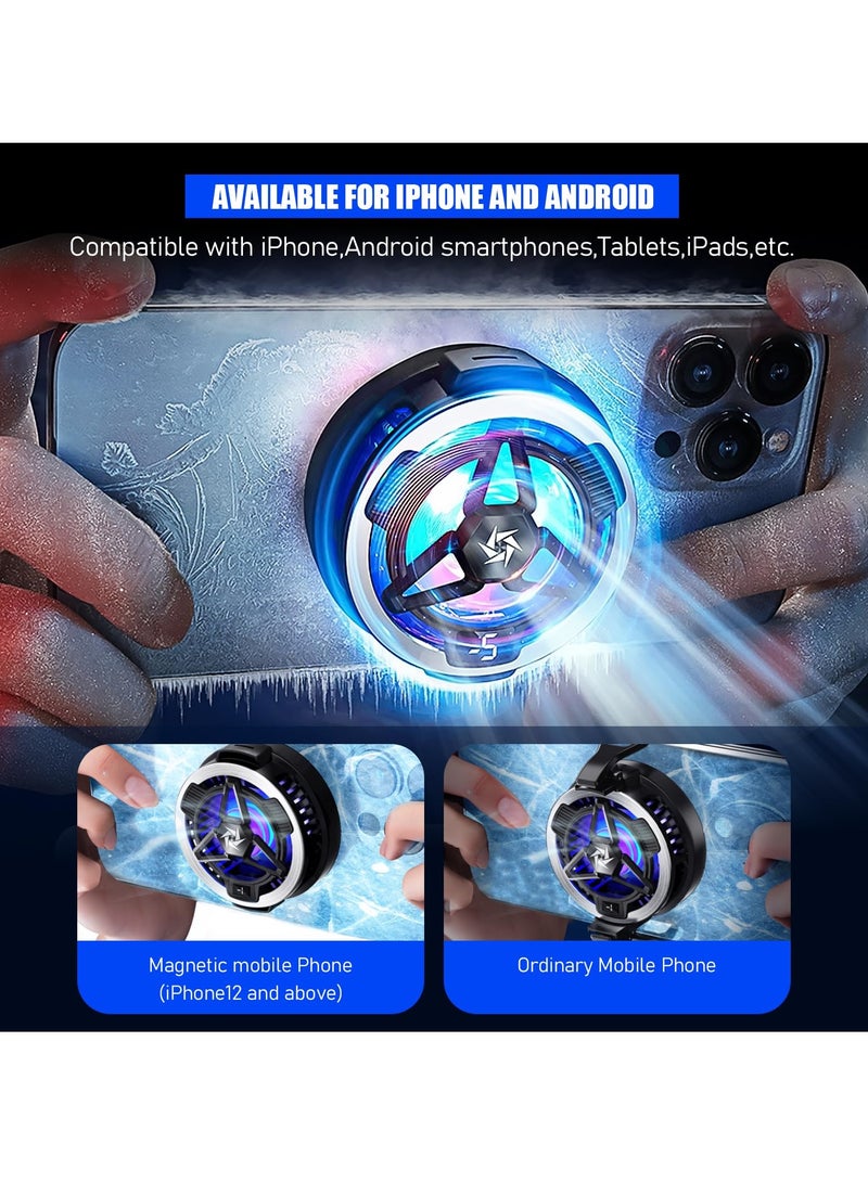 Phone Cooler for Gaming, Magnetic Semiconductor Cooler for iPhone 12 13 14 15 Series, Noiseless Cooling, Portable Cell Phone Cooling Fan Radiator for Android/Tablet/iPad - Image 3